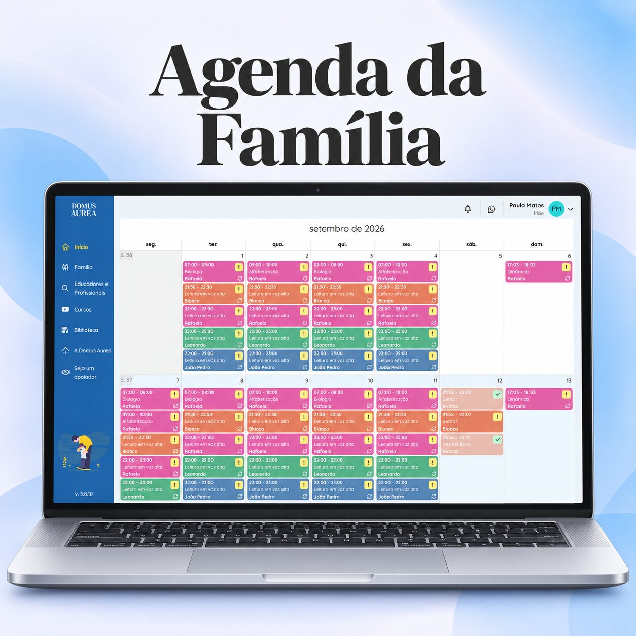 Agenda da Família no notebook prateado