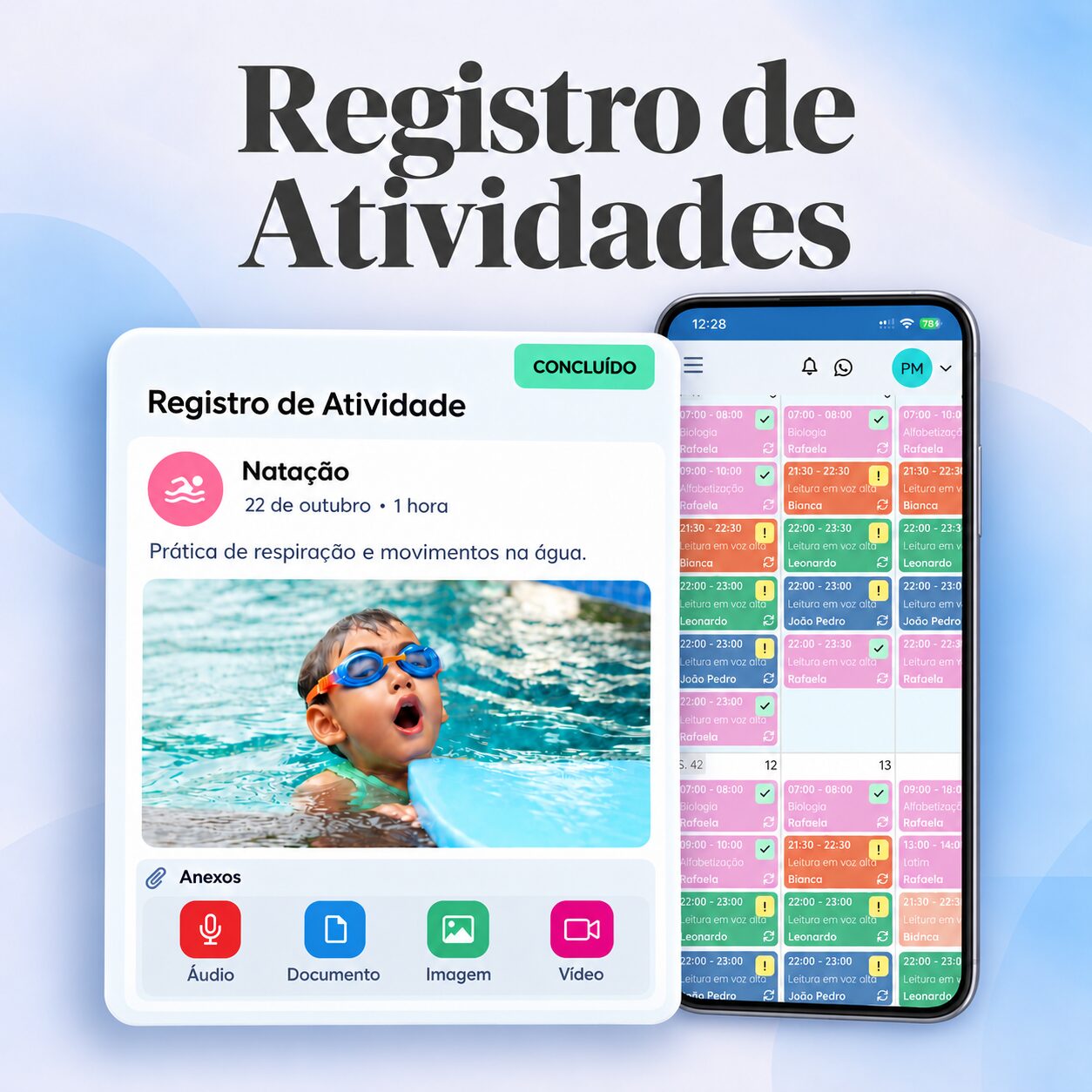 Registro de natação com smartphone